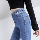 High-Stretch Women's Jeans Slit Hem Design Summer Korean Casual Streetwaear Apear Peach Hips Denim Pants Cotton HGood