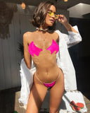 Toloer New Bikini Sexy Horny Bikini Transparent Belt Swimsuit Women's Split Swimsuit-Outfit