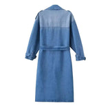 Spring New Loose Double Buckle With Belt Denim Wind Coat Coat