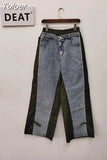 Fashion Women's Jeans New Versatile Contrast Color Spliced Elastic Waist Loose Straight Denim Pants Summer 2023 New