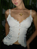 V Neck Lace Embroidery Cami Top-Outfit