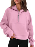 Autumn And Winter New Fashion Leisure Sports Half Zipper Hooded Short Plus Velvet