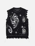 Y2K vest sweater vintage pleated creative stripe damaged knitted pullover vest men and women oversized loose cotton
