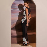 Toloer New Fashion Retro Print Sleeveless Hollow Out Sexy Slim Stitching Dress Children-Outfit