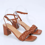 party Women Sandals Female Square High Heels Pu Leather Open Toe Lady New Summer Shoes Solid Soft Comfort Buckle