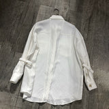 Casual Ruched Diamonds Striped Shirt For Women Lapel Long Sleeve Loose Blouse Female 2023 Spring Clothing Fashion