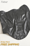 Women Bodycon Sexy Punk Club PU Leather Bra Underwear Tank Tops Women Party Backless Streetwear Y2K Crop