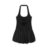 The Autumn Of 2025, The New Women's Sleeveless Body-Free Sexy Bare Back Hanging Neck Fluffy