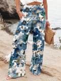 Spring And Summer New Four Seasons Of Leisure Wide Leg Trousers Print Burst Loose Trousers