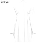Summer Pleated Shirt Dress Fashion A-Line Single Breasted Casual Dresses Turn-Down Collar High Waist Solid Mini Dress