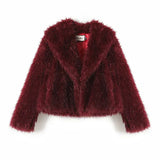 Teddy Burgundy Faux Fur Coat-Outfit