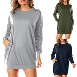 Sales 2025 Autumn And Winter Large-Size Women's Clothing Collar Collar Solid Color Leisure Long Pocket