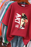 100% Cotton Plus Size L-6XL T Shirt Print Tshirt Short Sleeve Women's Top Chinese Style Summer Couple O Neck T