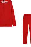 Tracksuit Women Two Piece Set Autumn Winter Loose Hood Sweatshirt Pullover Pants Suit Streetwear Casual Female