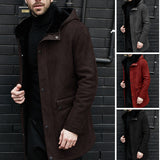 Long Jacket Fur One-Piece Velvet Jacket Multi-Grain Hooded Men's