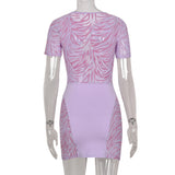 Sisterlinda Autumn Sexy See Through Bodycon Mini Dress Women Casual Street Short Sleeve Hollow Out Party Clubwaer Female