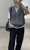 Knitted Sweater Vest Women Stretchy Simple Basic Daily V-neck Solid Open-stitch Female Korean