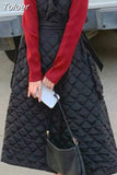 Women 2023 New V neck Rhombus quilting padded sleeveless dress warm winter streetwear parkas waistcoat dress винтаж