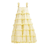Fold Pleated Summer Sling Dress For Women Square Collar Sleeveless Loose Midi Dresses Female Clothes Style New