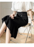 Double Breasted Harajuku Skirt Womens Solid Color Skinny Mermaid Skirts Office Ladies 2021 Plus Size OL Faldas