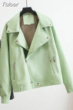 MODA 2023 Women Chic Pu Faux Leather Jackets Coat Spring Autumn Style Motorcycle Biker Jacket Female Oversized