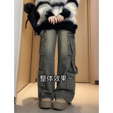 Mm Sweet And Cool Truss Retro Broad-Legged Jeans Women's Large-Size Heavy Industry To Make Old Loose Thin Straight