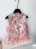 Chinese Style High-End Heavy Industry Embroidered Sleeveless Tops Women Summer Three-Dimensional Lotus Edge Splicing