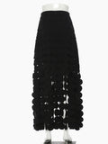 High Waist Black Hollow Out Tassels Long Slit Elegant Half-body Skirt Women Fashion Tide New Spring Autumn 2023