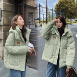 Large Size Down Cotton Jacket Female Winter 2024 New Tooling Thick Oversize Bread Jacket Loose Cotton-Padded Jacket-Outfit