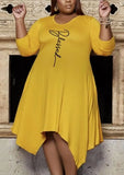 Letter Print Irregular Shirt Plus Size