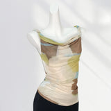 Toloer Beauty Does Not Penetrate Double Layer Mesh Gauze Dizzy Dye Kink Vest Female Summer Outside Wear Sleeveless T Shirt Inside Build Halter
