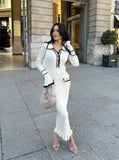 French Elegant Little Fragrant Knitted Dress Dress Women Fashion Collar Long Sleeve Slim