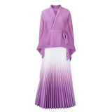 African Women's Autumn Large-Size Fashion Elegant Bat Sleeve Top Gradually Changed Half-Dressed Skirt