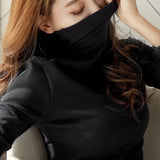 Sweaters Turtleneck 2020 Autumn Winter Tops Sweater Lady Black White Thin Pullover Jumper Knitted Sweater Pull Femme