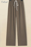 Hollow Sun Protection Chiffon Shirt Sexy Strap Tank Top Lace up Wide Leg Pants Three Piece Elegant Women's Pants Set