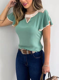 Yskkt Women's Fashion Ruffled Short Sleeves Chiffon Tops Casual Slim Fit Shirts Blouse Blusas Mujer De Moda 2020