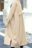 Women's Long Trench Coat Fashion Streetwear Classic Double Breasted Casual Elegant Coat Clothing Tops Spring Autumn