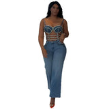 Cowboy Sling Vest Women's Fashion Sexy Hot Girl Bright Diamond Adjustable