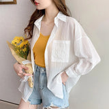 Striped Sunscreen Women's Spring And Summer 2025 New Thin Thin Chiffon Shirt Mid-Long Open Shirt