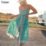 Sleeveless Sexy Strap Summer Dress Women A-Line Midi Dresses Female Long Boho Dress Casual Ladies Party Beach