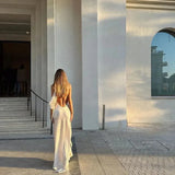 White Satin Strap Backless Maxi Dress-Outfit