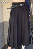 Skirts Women High Waist Y2K Midi Skirt A-line Jupe Preppy Casual Korean Fashion Pleated Skirt 2023 Faldas Mujer De
