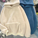 Winter Coat Pink Sweet Hooded Sorry Print Harajuku Loose Pocket Hoodies Womens Fleece Flannel Pullover Female