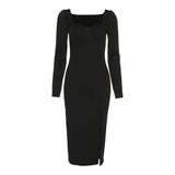 Long Sleeve Black Maxi Dress-Outfit