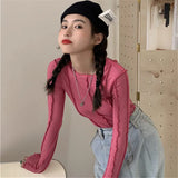 Skintight Sexy Women Blouse Korea Shirt Bottoming Tops Soft Knitted Female Shirts Blue Rose Spring Blouses Blusa
