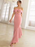 Asymmetrical Hem Cutout Off-Shoulder Fishtail