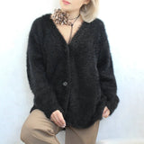Hot Spring And Autumn Imitation Sting Cardigan Women Lazy Wind Loose Sweater Jacket Soft Long-Sleeved Knitted