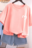 100 Cotton L-5XL Plus Size T Shirt Love Print Tshirt Short Sleeve Women's Tops Summer Kawaii Couple O Neck T