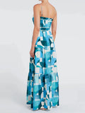 Streetwear Slim Dress For Women Square Collar Sleeveless High Waist Backless With Belt Print Dress Female Summer 2023