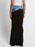 Fashion Wome Skirts High Waist Deconstruct Patchwork Panelled Asymmetry Denim Pleated Pockets Long Skirt 2023 New